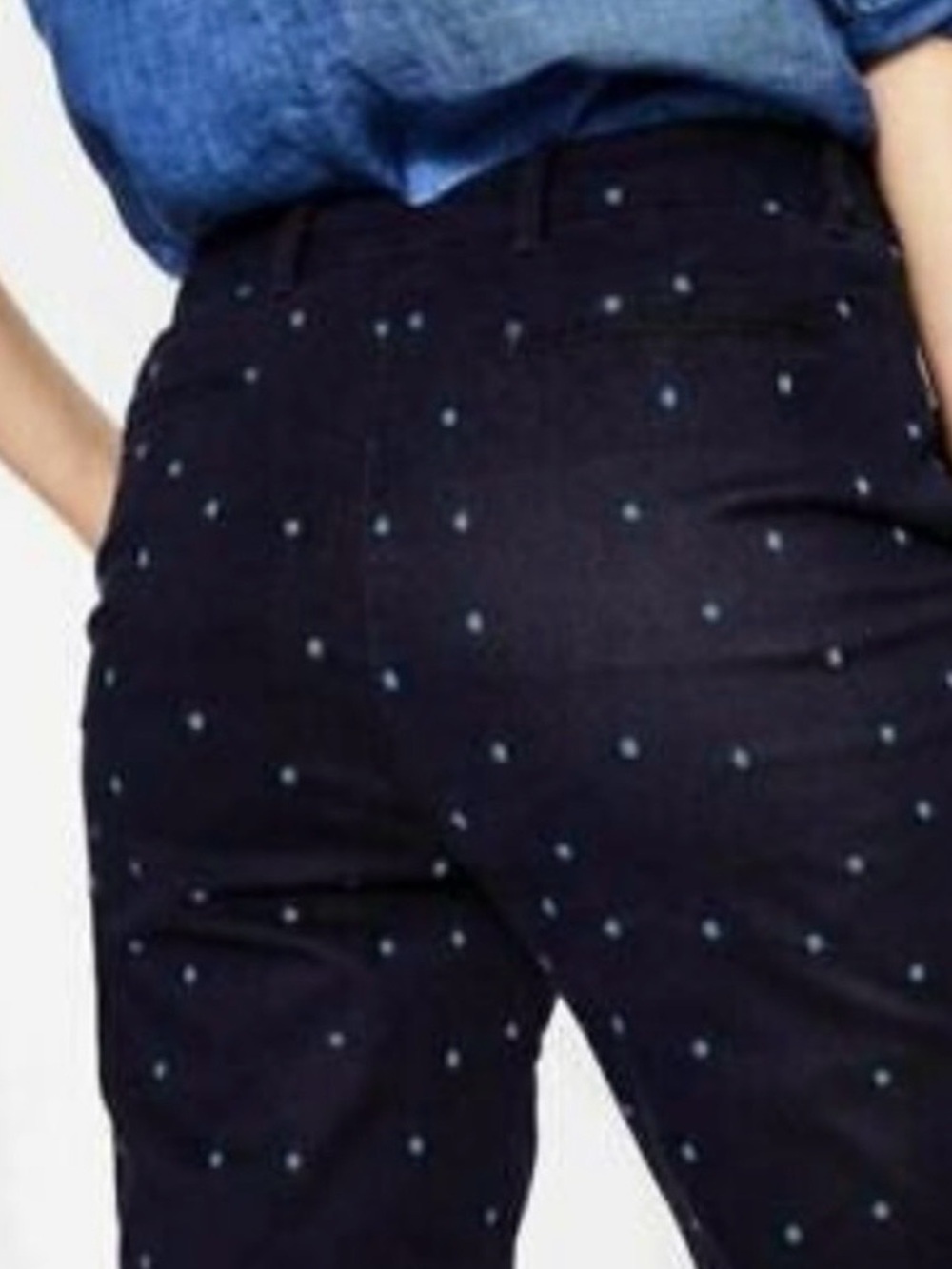 NWT Boden Rachel Chino Polka Dot Trouser Pants Blue Slacks Sz 4P - Picture 2 of 9